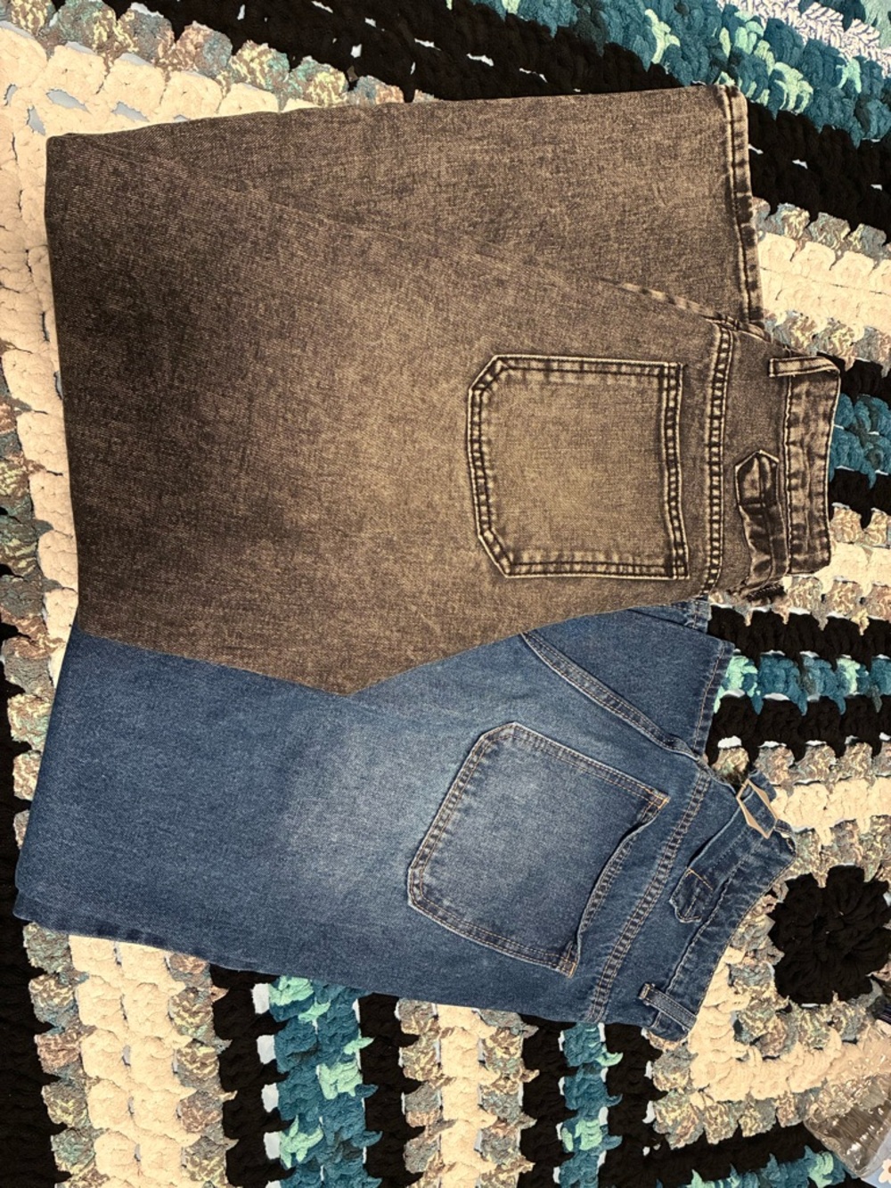 Women’s Two-Tone Denim Jeans - Gray and Blue